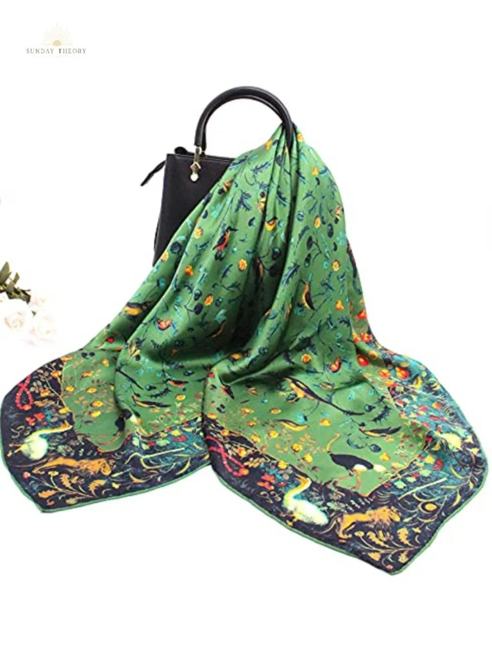 100% Silk Large Square Shawl Scarf - Multipurpose Head Wrap
